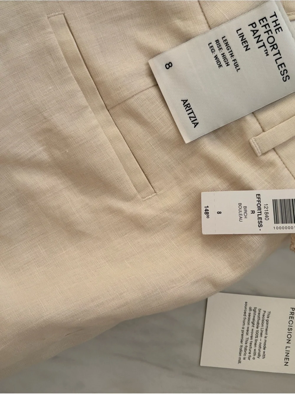 Aritzia women’s Chinos in Natural Beige Linen Blend